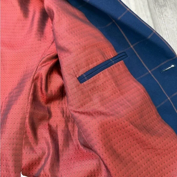 YuanLu Boys Navy Windowpane Plaid Suit Set Jacket Pants Size 12 Formal - Picture 9 of 14